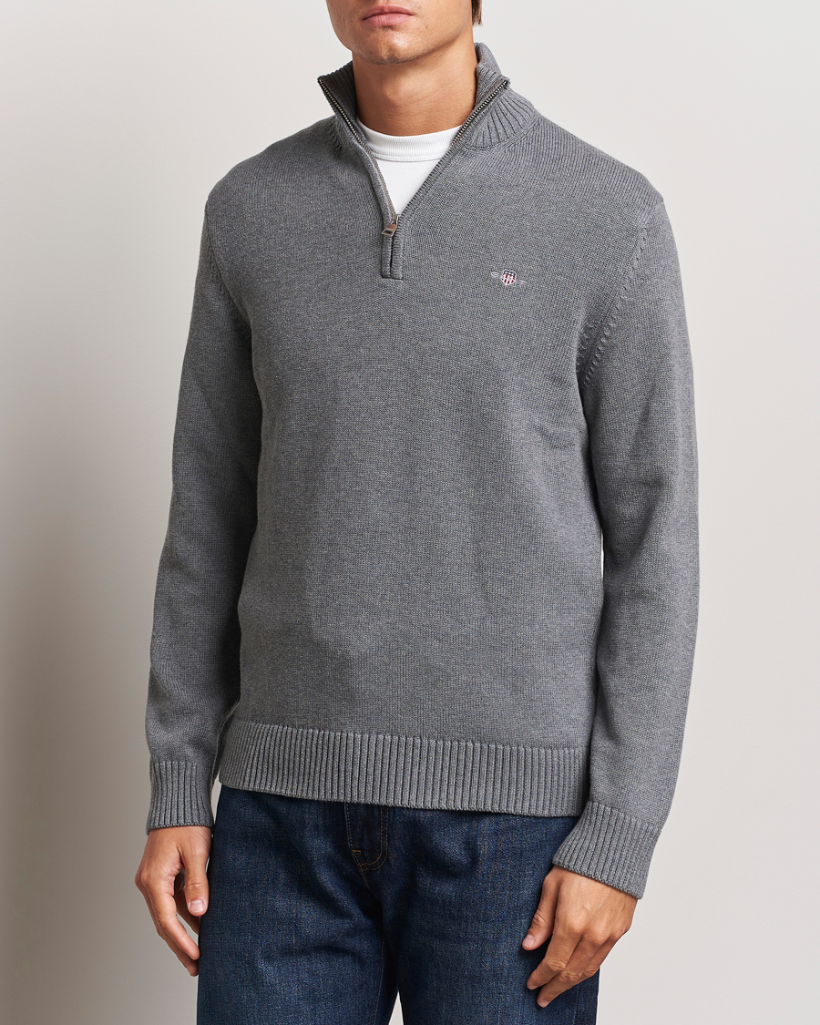 Herr |  | GANT | Cotton Half Zip Dark Grey Melange