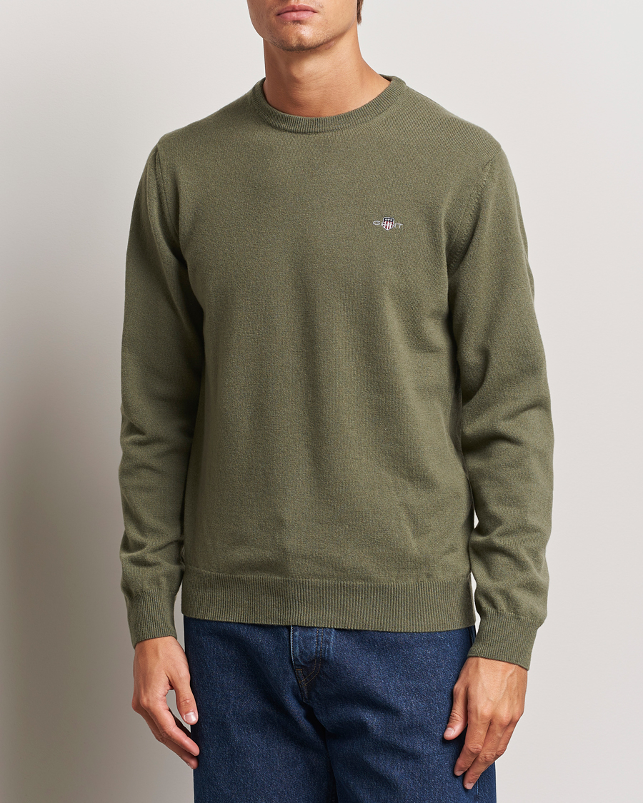 Herr |  | GANT | Lambswool Crew Neck Pullover Juniper Green