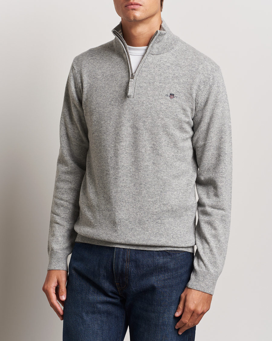 Herr |  | GANT | Lamsbwool Half Zip Grey Melange