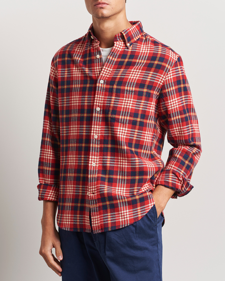 Herr |  | GANT | Regular Flannel Plaid Shirt Ruby Red