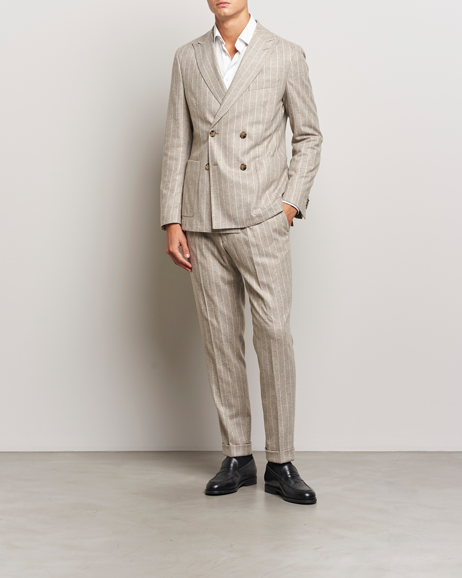 Herr | Business & Beyond - Formal | BOSS BLACK | Hanry Wool Pinstriped Suit Light Beige