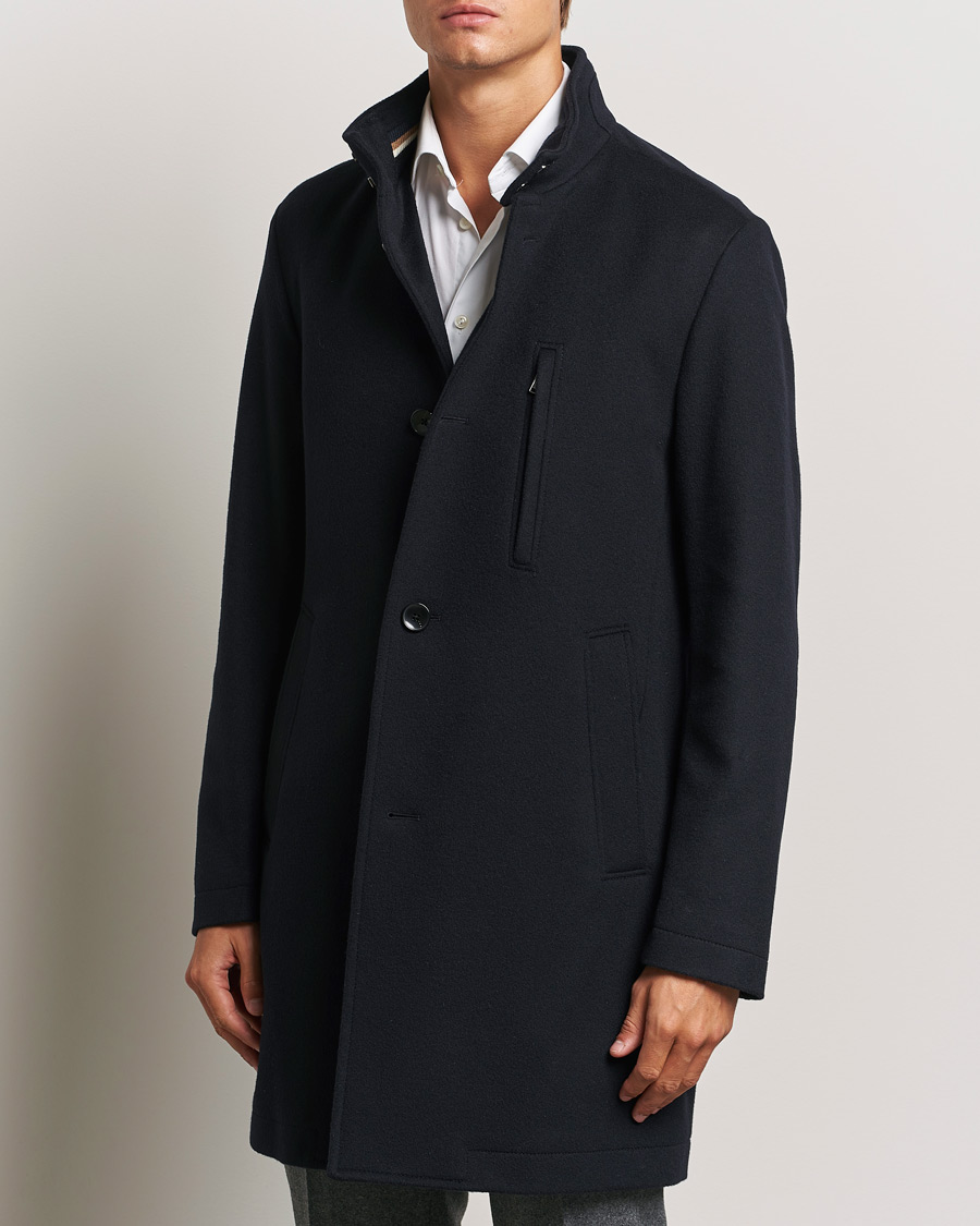 Herr | Business & Beyond - Formal | BOSS BLACK | Hyde Stand Up Collar Coat Dark Blue