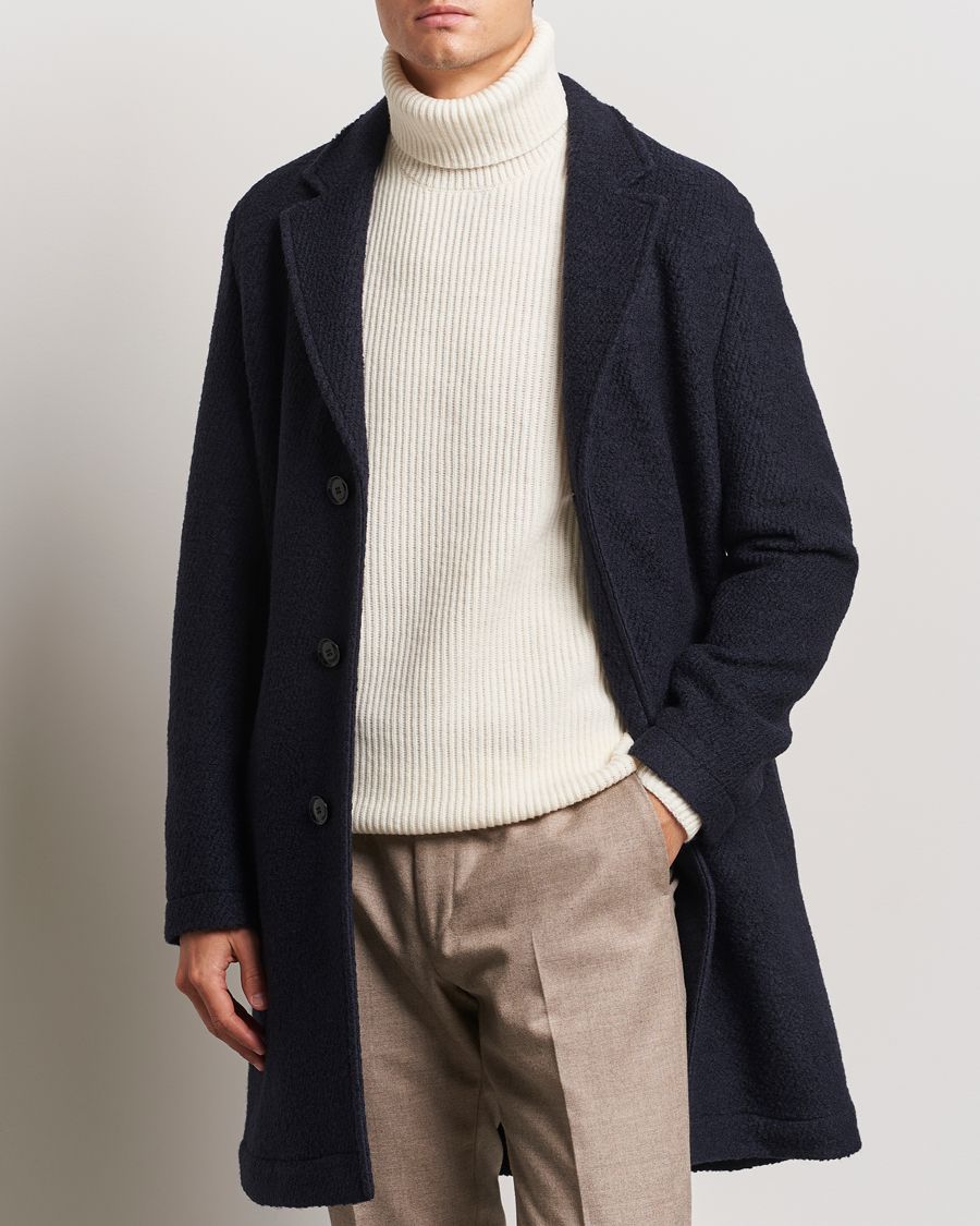 Herr |  | BOSS BLACK | Hyde Structured Wool Coat Dark Blue