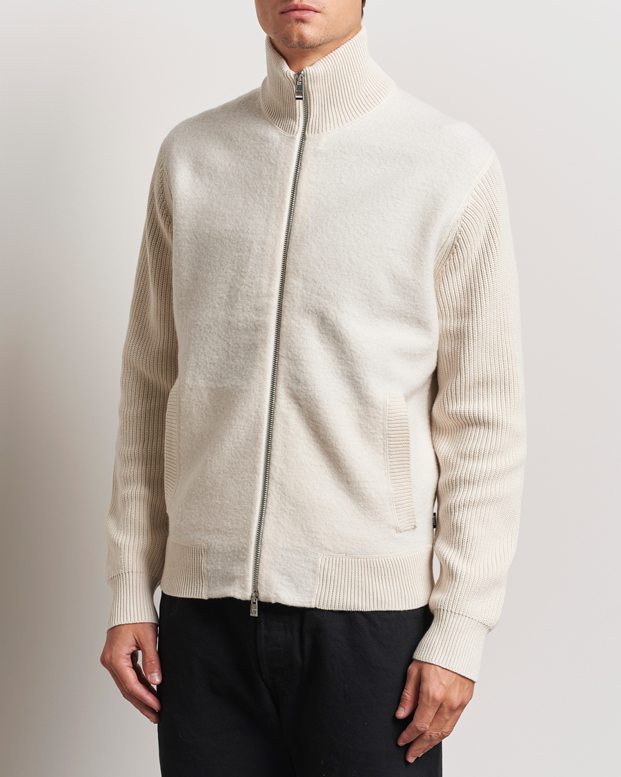 Herr |  | BOSS BLACK | Emeraviglio Wool/Cotton Full Zip Open White