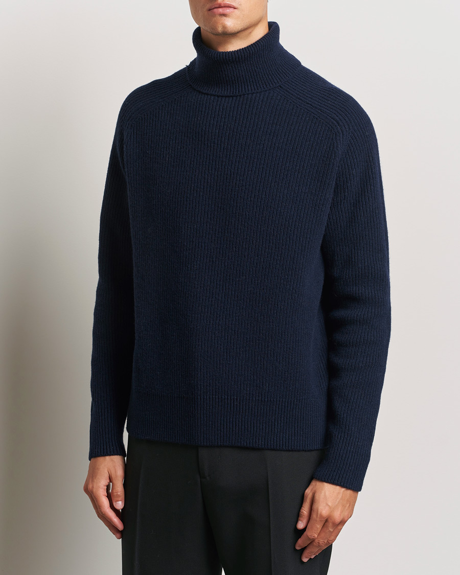 Herr |  | BOSS BLACK | Evento Wool Rib Knitted Polo Dark Blue