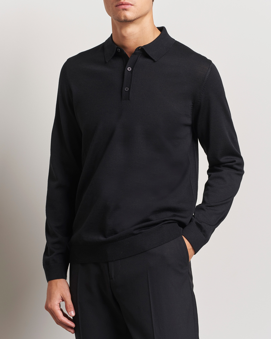 Herr |  | BOSS BLACK | Lancione Merino Knitted Polo Black