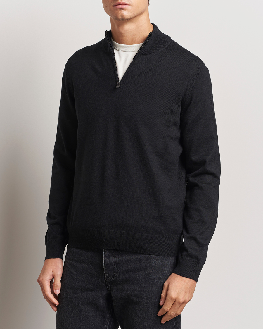 Herr |  | BOSS BLACK | Ebenji Merino Knitted Half Zip Black