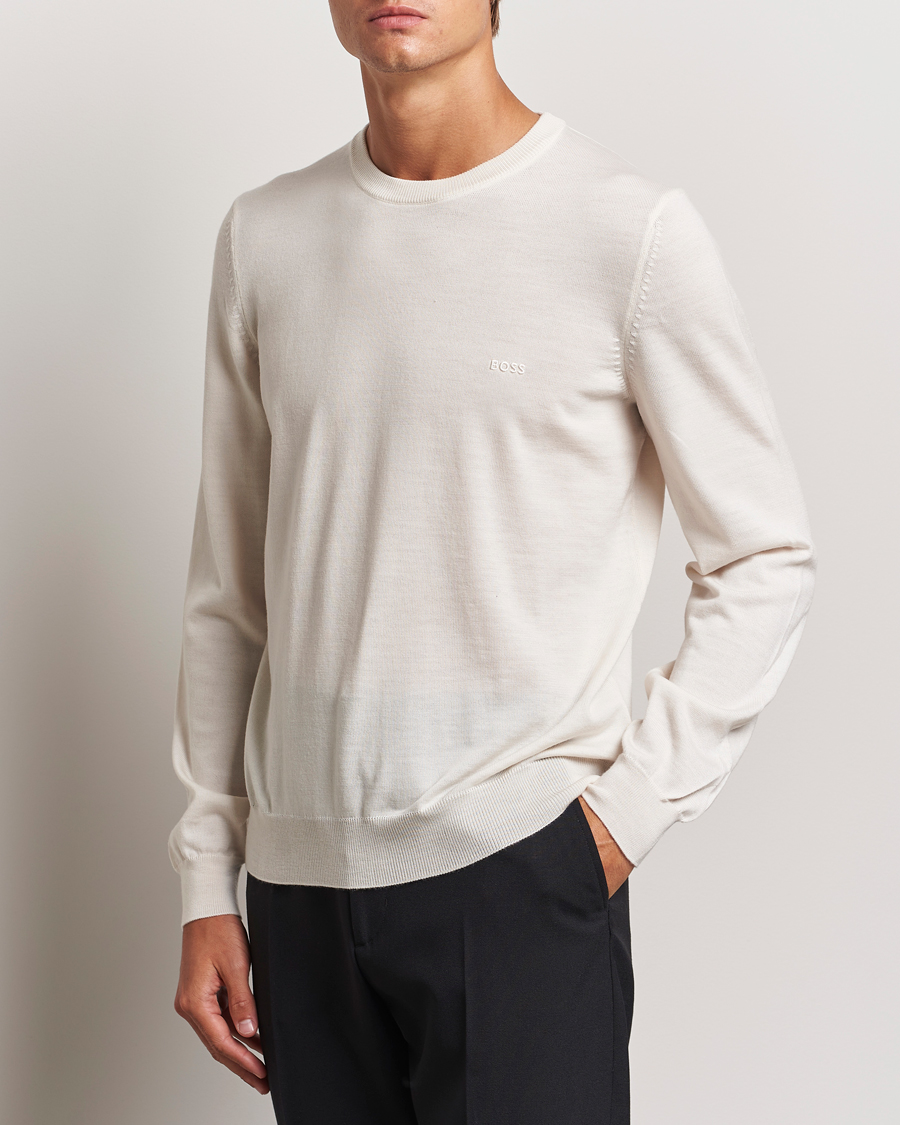 Herr |  | BOSS BLACK | Botto Merino Knitted Pullover Open White