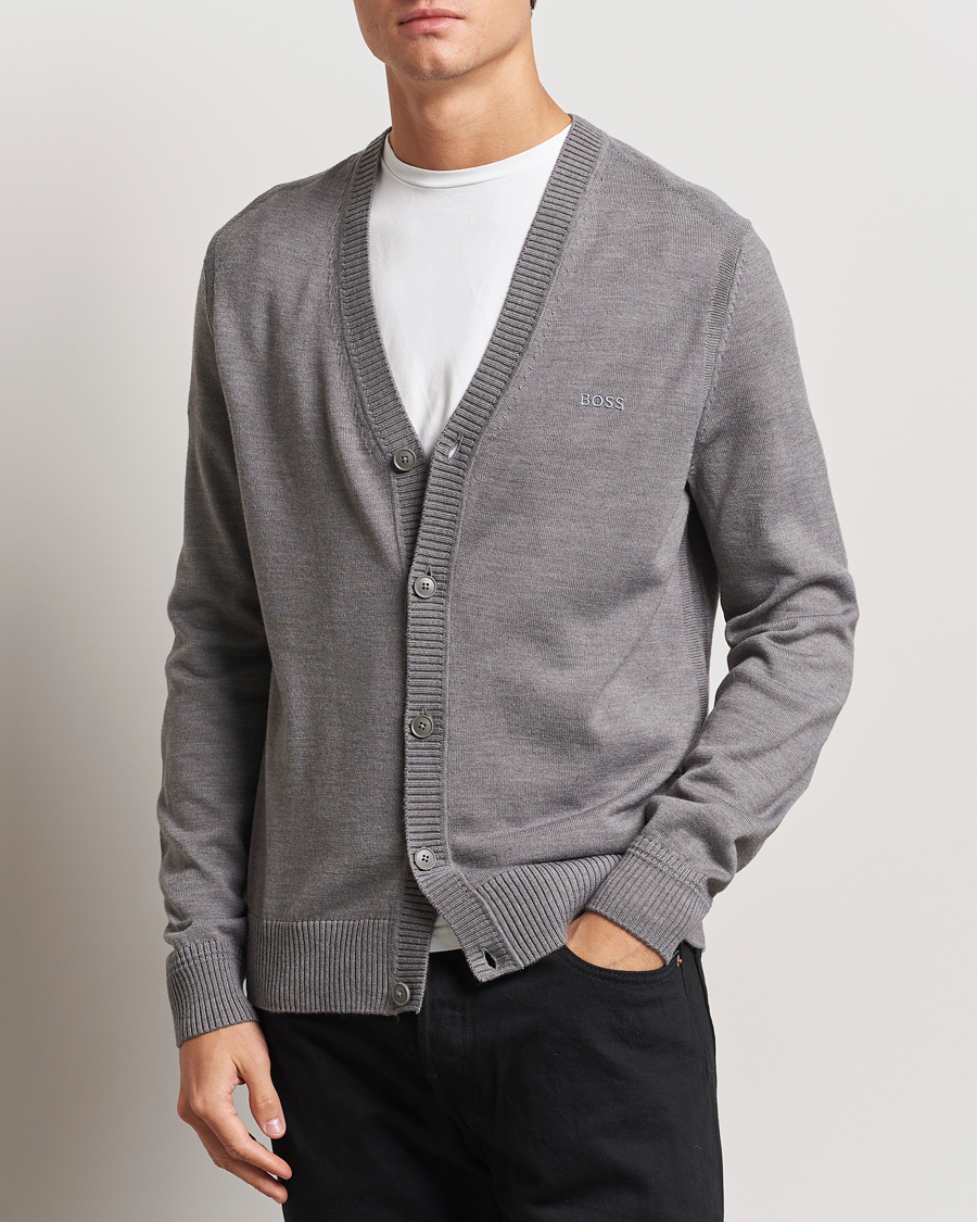 Herr |  | BOSS ORANGE | Avac Wool Knitted Cardigan Light Grey