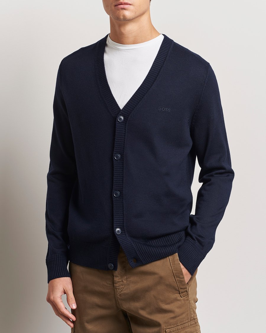 Herr |  | BOSS ORANGE | Avac Wool Knitted Cardigan Dark Blue