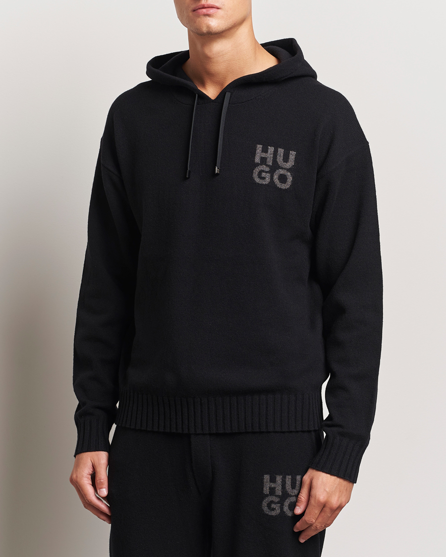 Herr |  | HUGO | San Henry Wool Knitted Hoodie Black