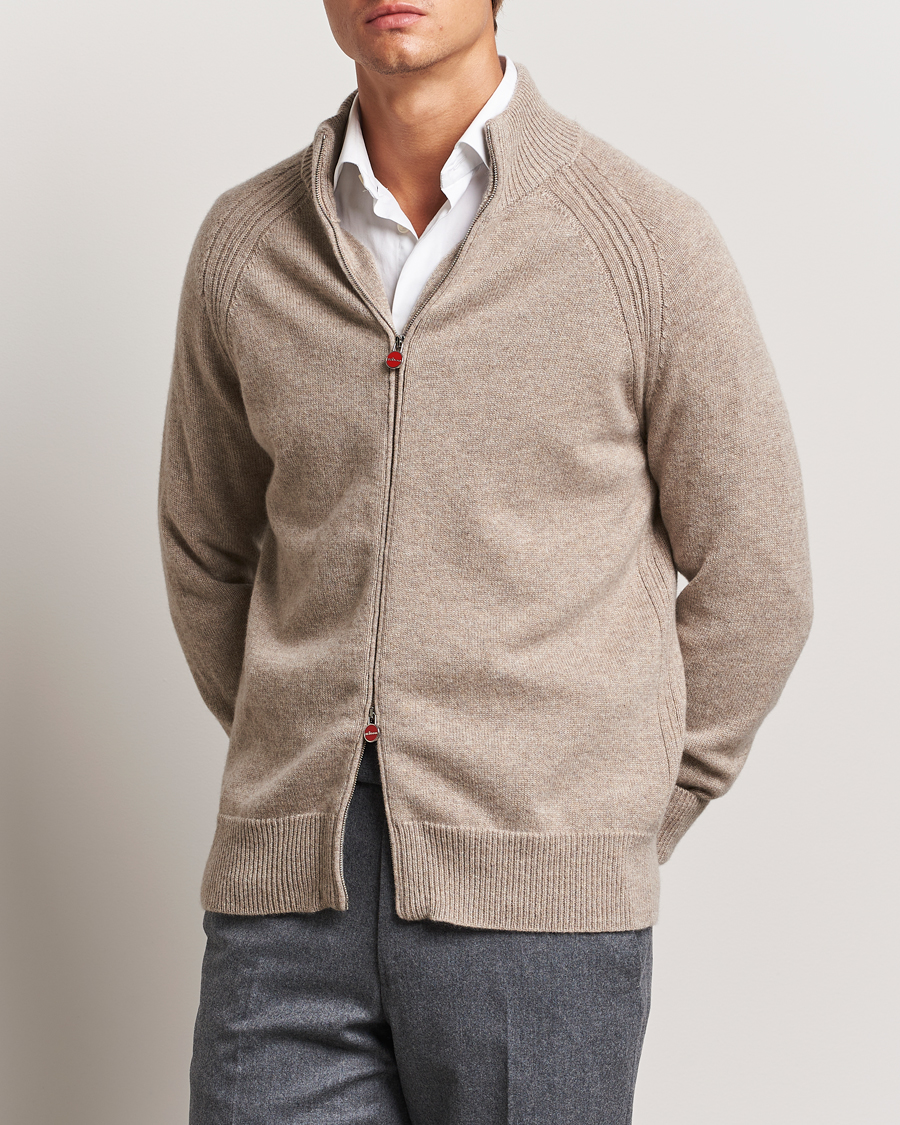 Herr | Full-zip | Kiton | Cashmere Raglan Full Zip Beige