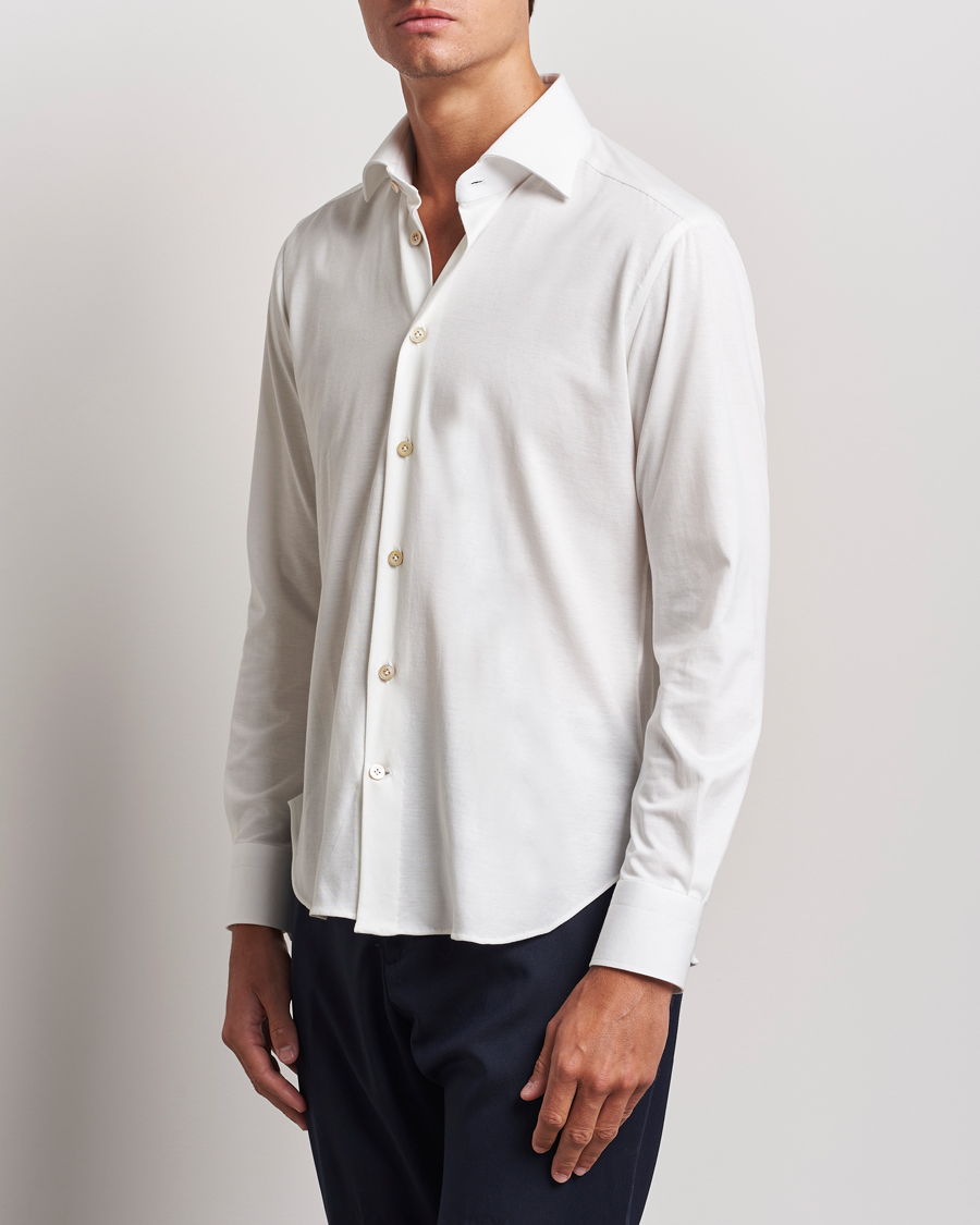 Herr | Casualskjortor | Kiton | Cotton Jersey Shirt White