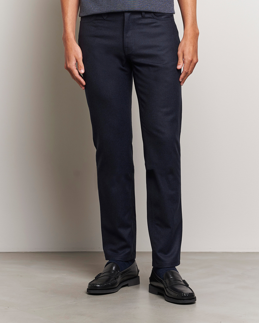 Herr | 5-ficksbyxor | Brioni | Slim Fit 5-Pocket Flannel Pants Navy