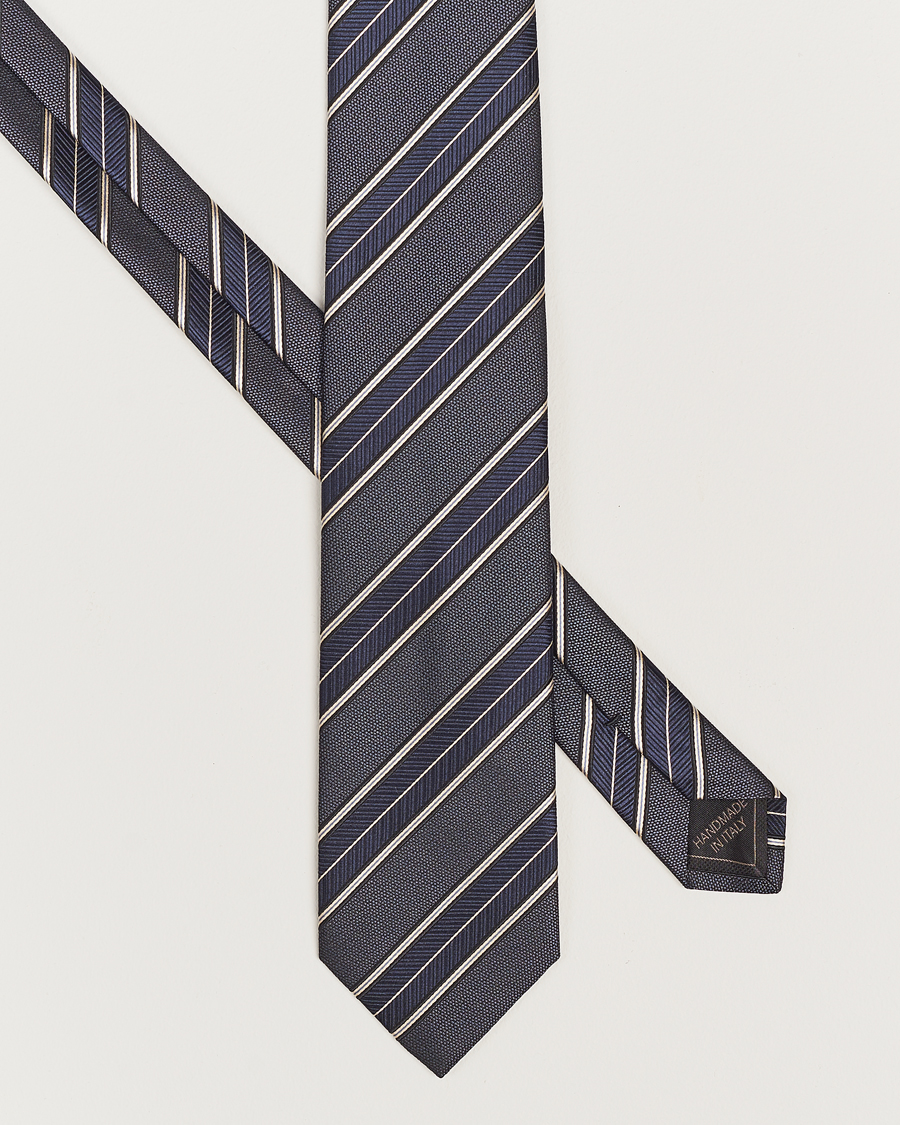 Herr |  | Brioni | Regimental Stripe Silk Tie Navy
