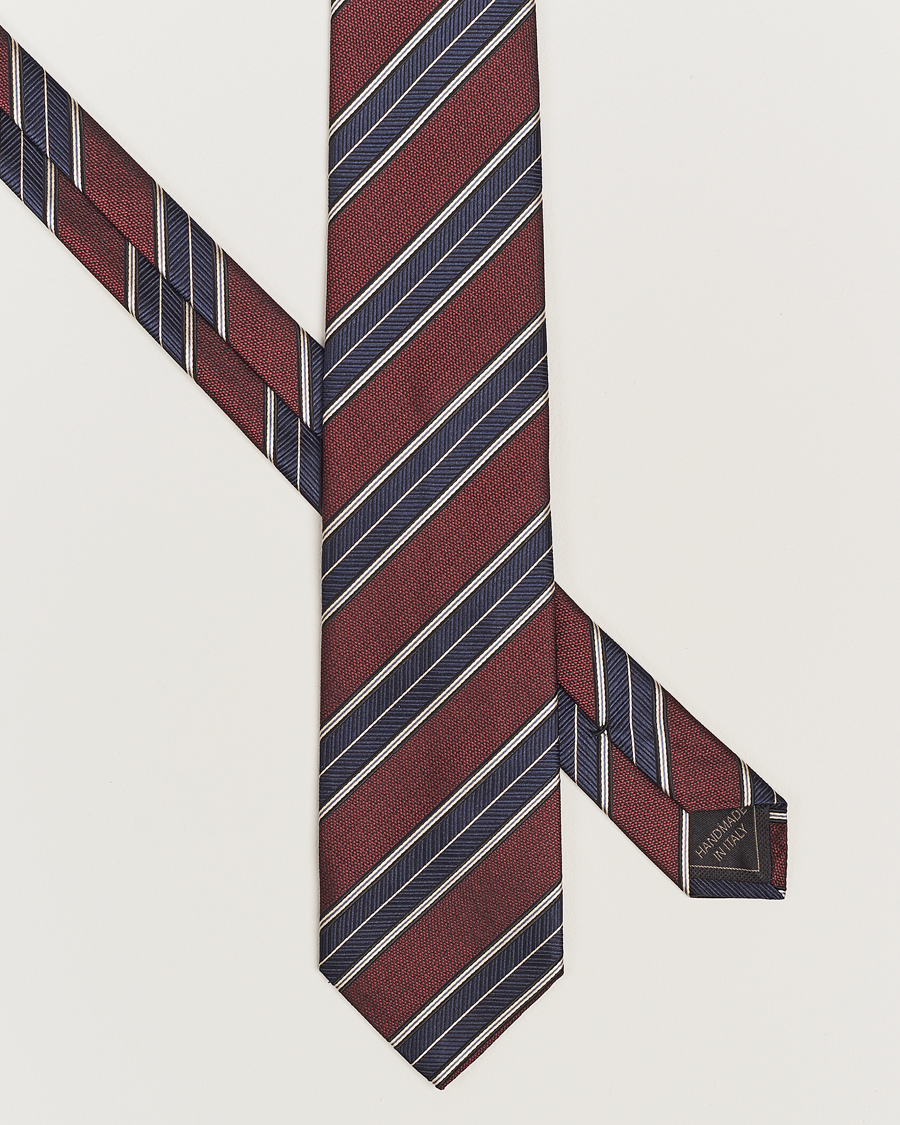 Herr |  | Brioni | Regimental Stripe Silk Tie Burgundy