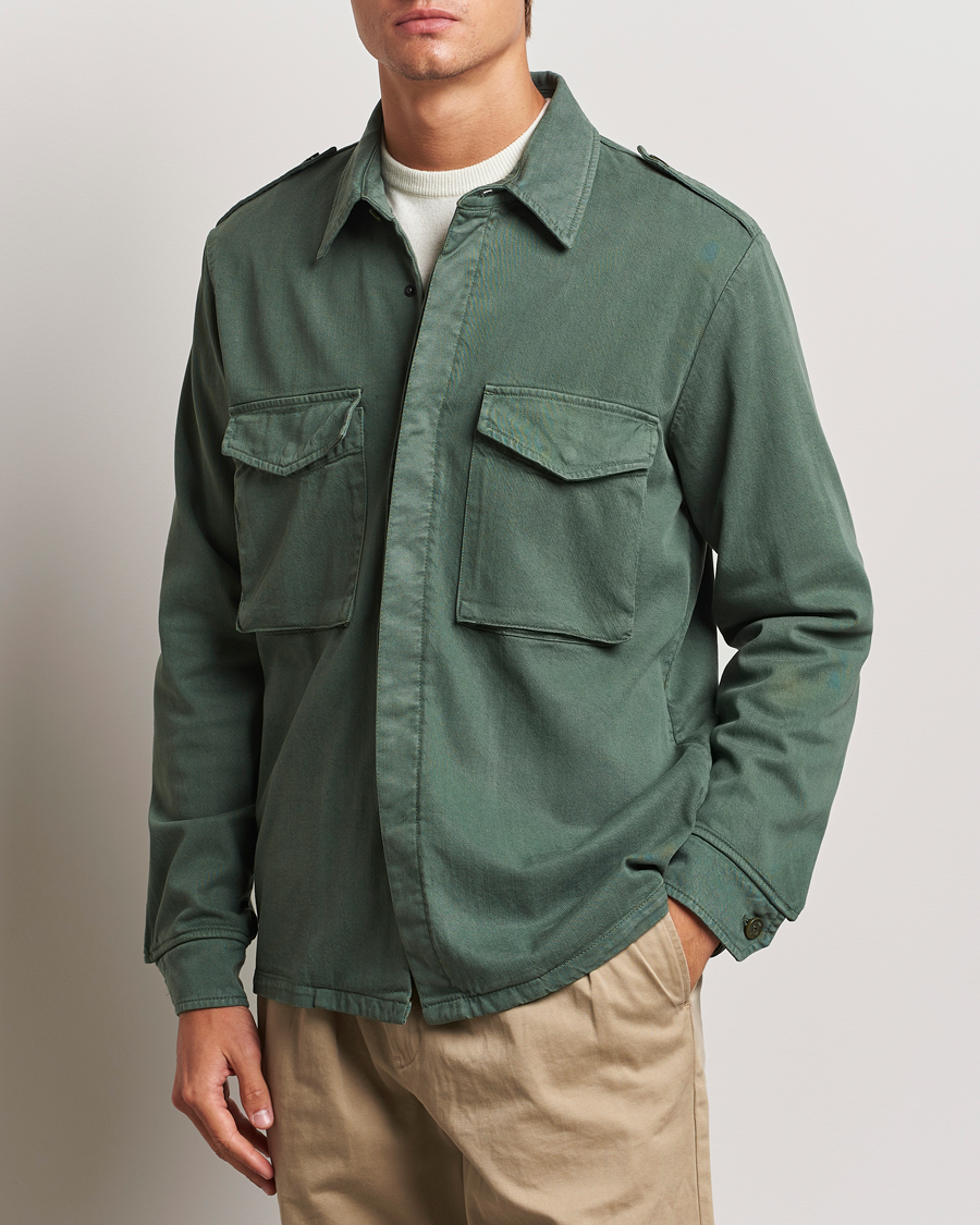 Herr | Jackor | Aspesi | Twill Cotton Shirt Jacket Green