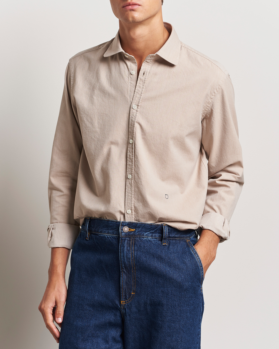 Herr |  | Massimo Alba | Canary Cotton Voile Casual Shirt Beige