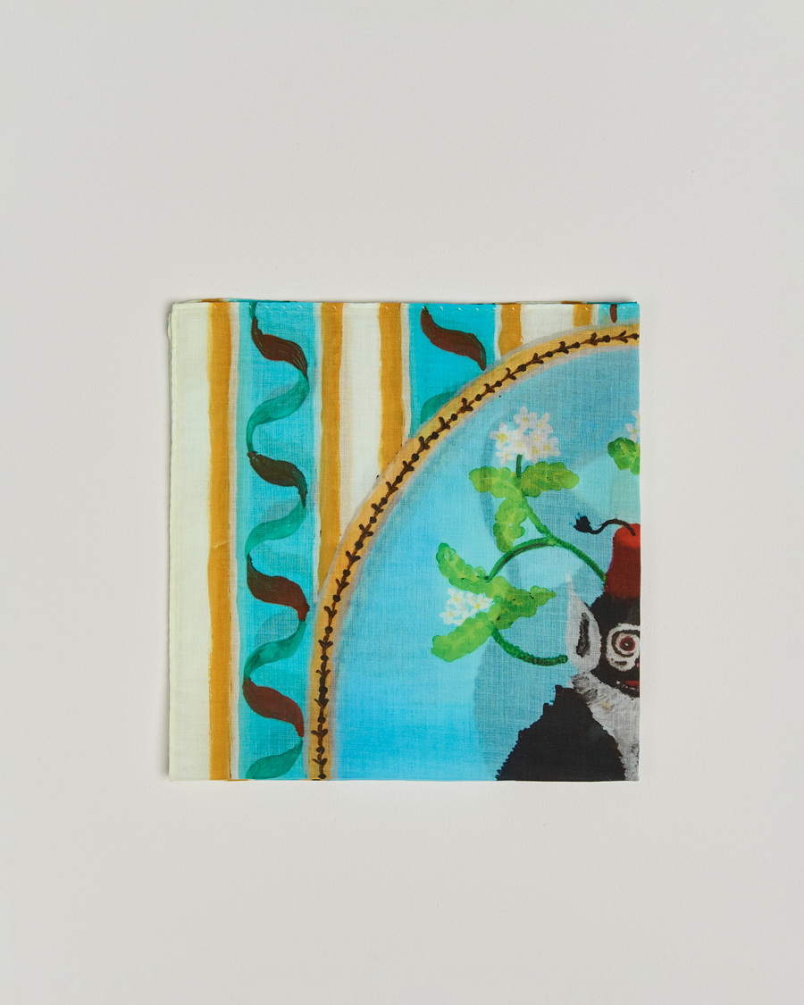 Herr |  | Massimo Alba | Printed Cotton Pocket Square Cappucino