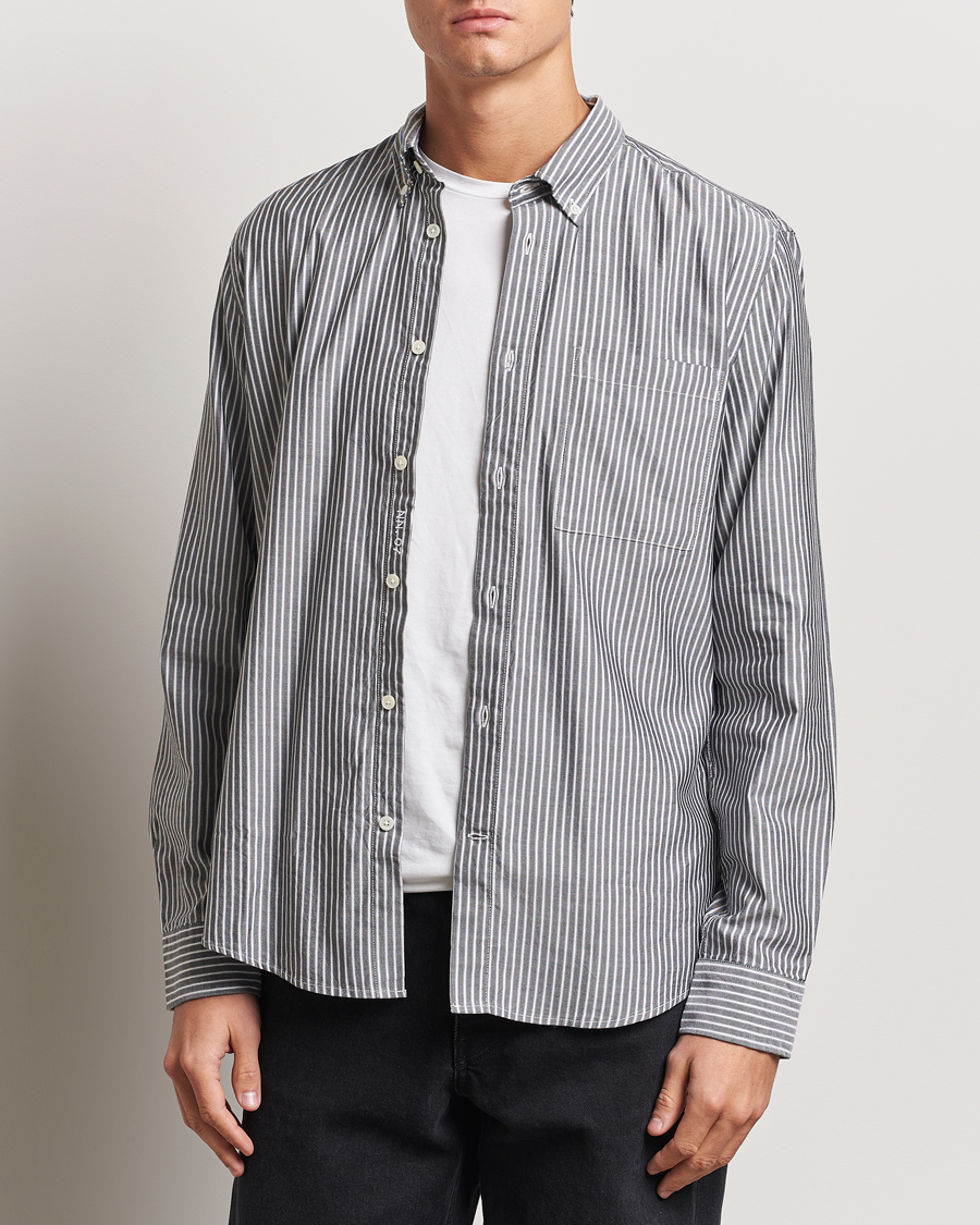 Herr |  | NN07 | Arne Tencel Striped Shirt Black/White