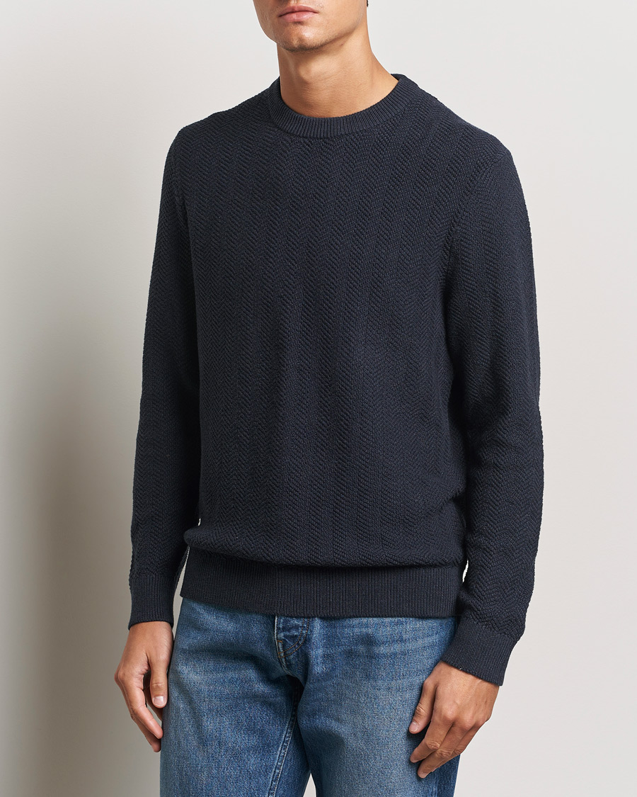 Herr |  | NN07 | Pete Cotton Knitted Crew Neck Navy Melange