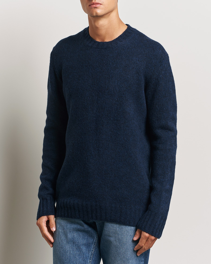 Herr |  | NN07 | Lee Brushed Wool Crew Neck Navy Blue