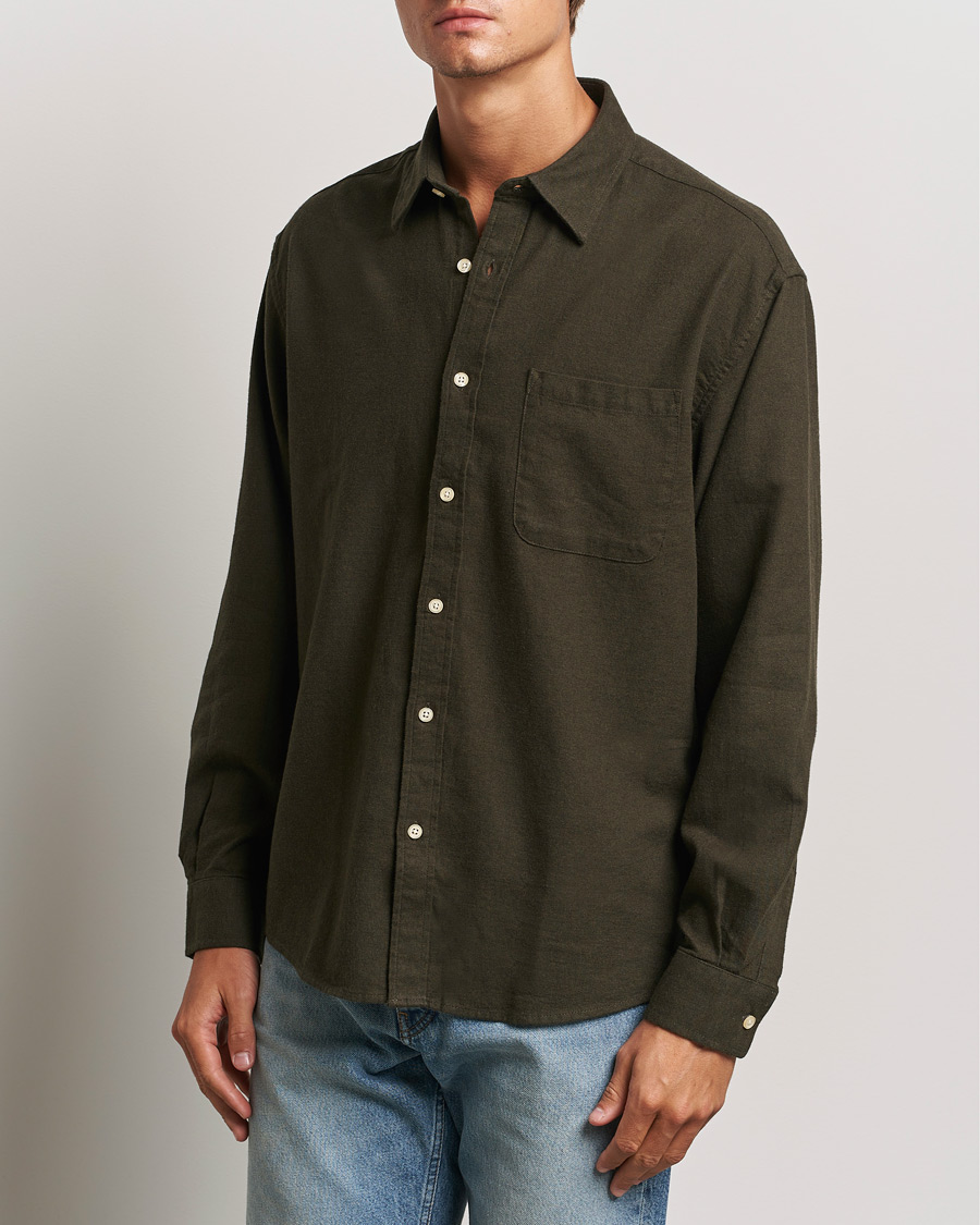 Herr | Business & Beyond - Casual | NN07 | Deon Flannel Shirt Dark Army