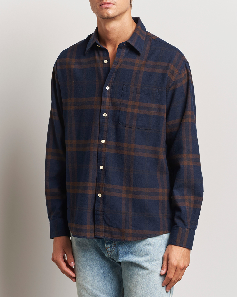 Herr | Business & Beyond - Casual | NN07 | Deon Flannel Shirt Blue/Brown