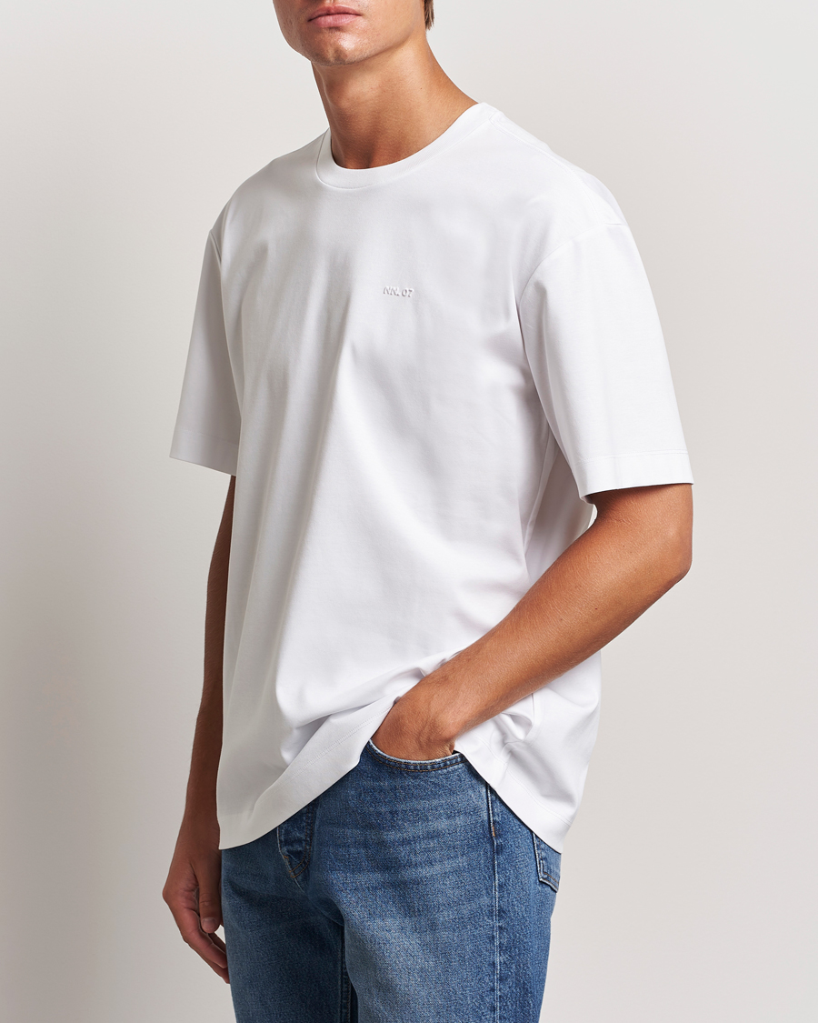 Herr |  | NN07 | Nat Logo Mercerized Crew Neck T-Shirt White