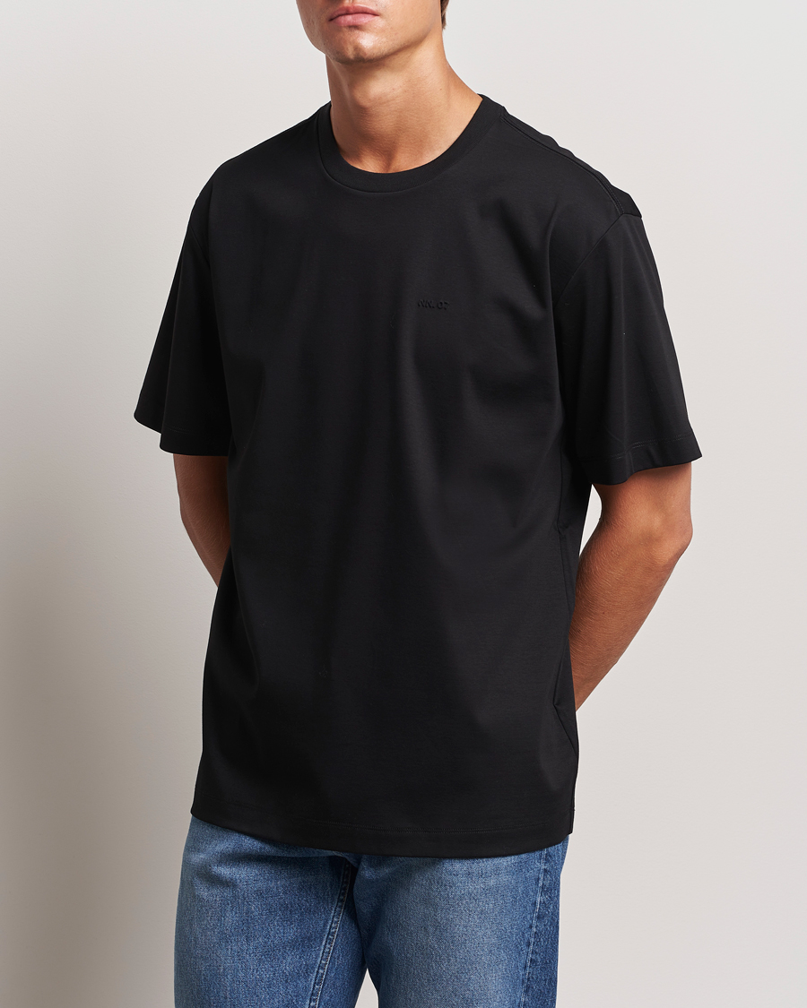 Herr |  | NN07 | Nat Logo Mercerized Crew Neck T-Shirt Black