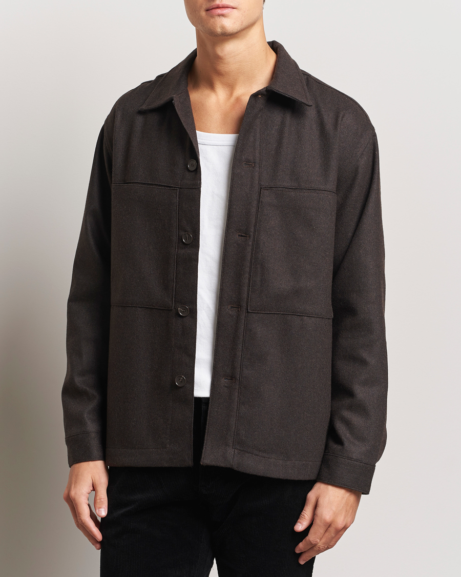 Herr |  | NN07 | Isak Wool Overshirt Dark Brown