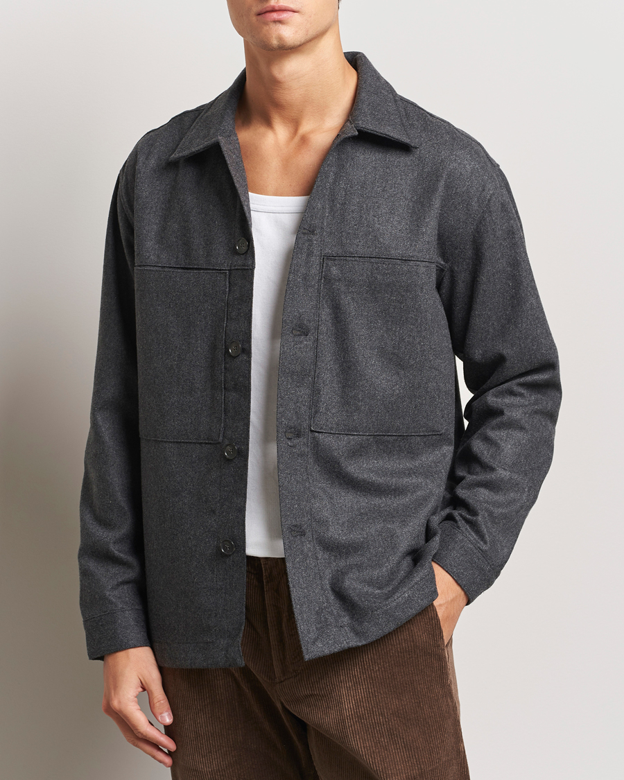 Herr |  | NN07 | Isak Wool Overshirt Grey Melange