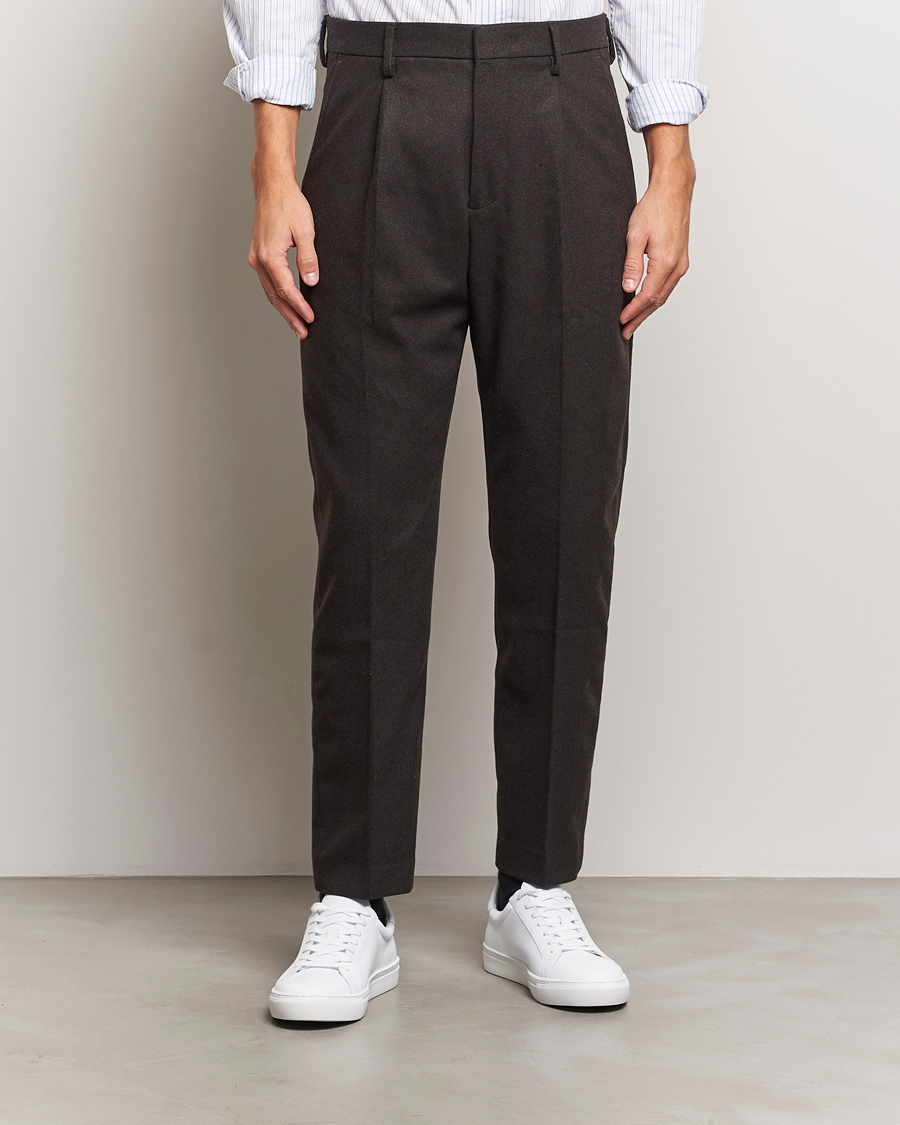 Herr |  | NN07 | Bill Wool Pleated Trousers Dark Brown