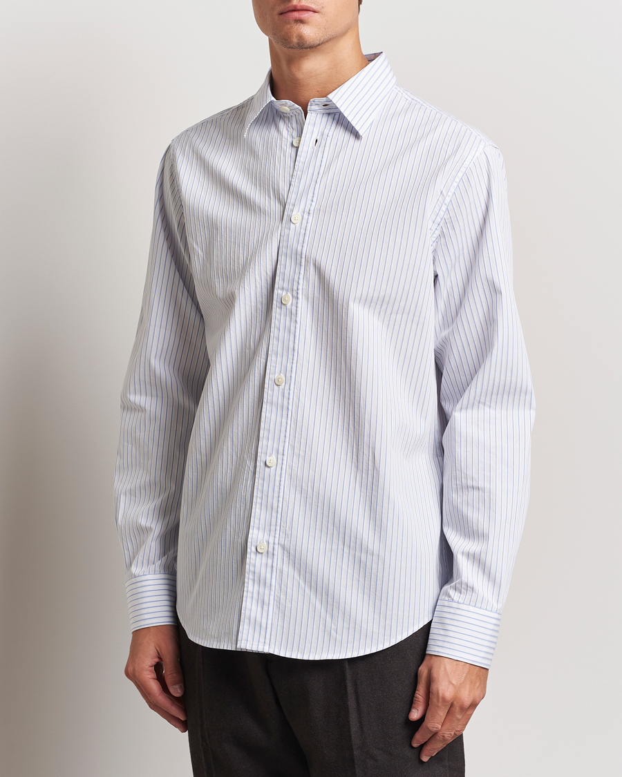 Herr |  | NN07 | Colby Poplin Striped Shirt White/Blue