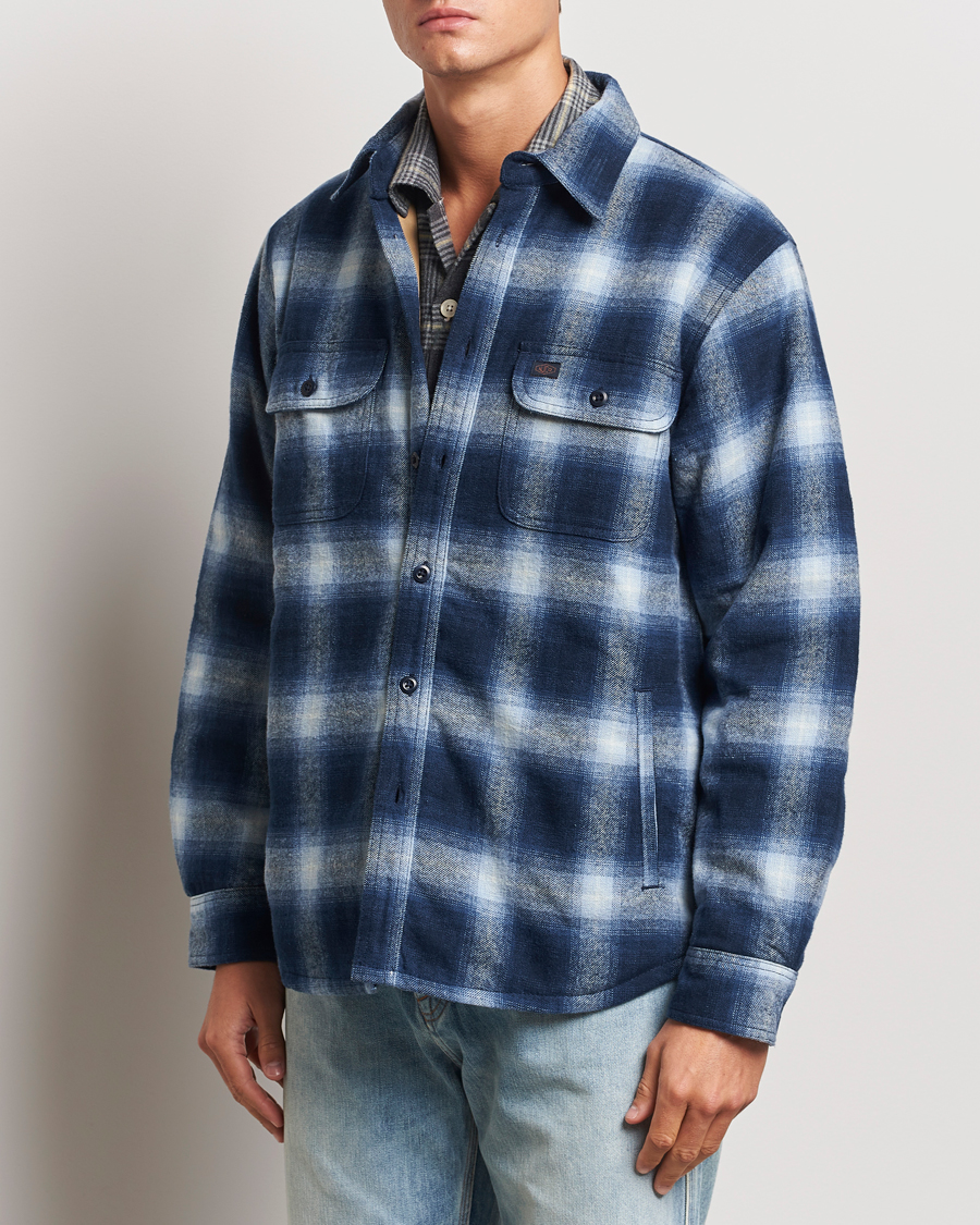 Herr |  | Nudie Jeans | Glenn Padded Checked Shirt Jacket Blue