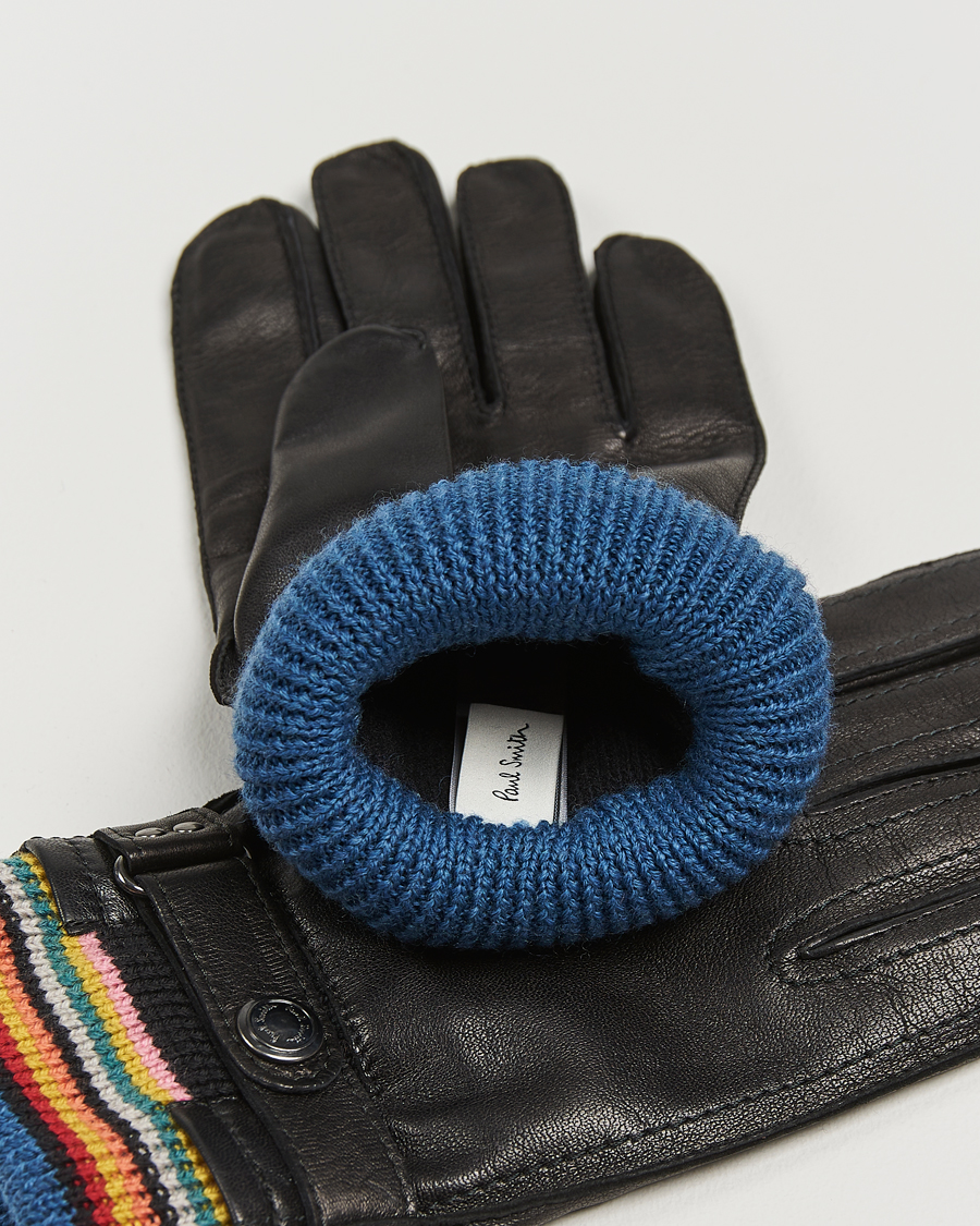 Herr |  | Paul Smith | Signature Stripe Cuff Leather Glove Black