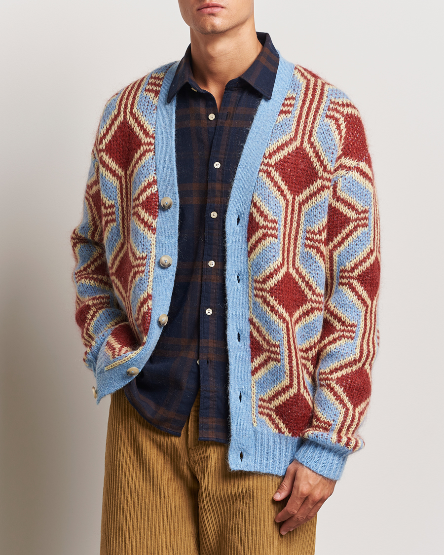 Herr |  | Drôle de Monsieur | Geometric Mohair Cardigan Red/Blue