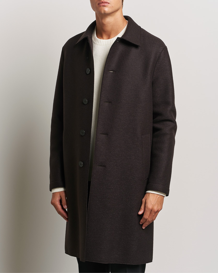 Herr |  | Harris Wharf London | Pressed Wool Mac Coat Dark Brown