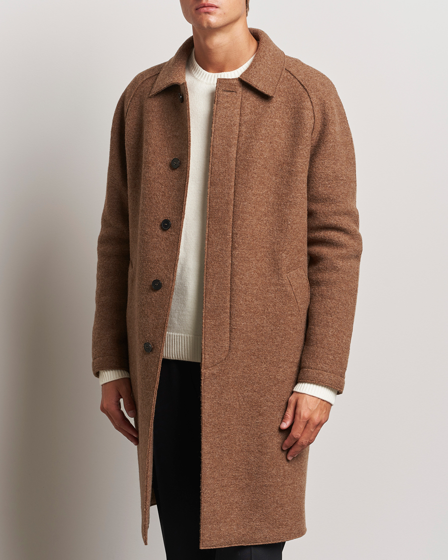 Herr |  | Harris Wharf London | Boiled Wool Raglan Coat Caramel Melange