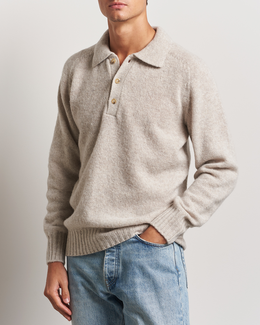 Herr |  | Howlin\' | Brushed Wool Polo Cosmic Latte