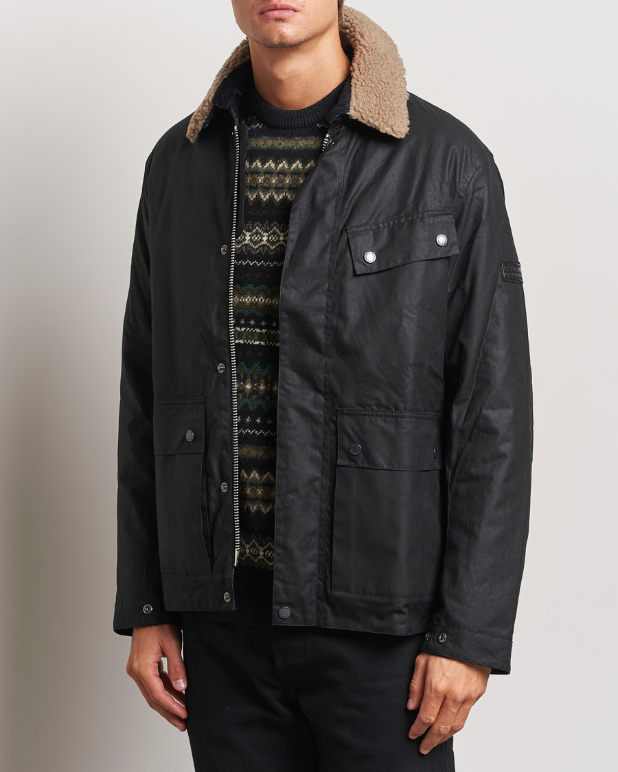 Herr |  | Barbour International | Coppice Wax Sherling Collar Jacket Black