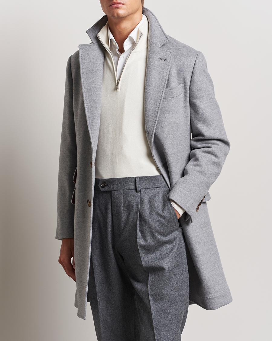 Herr |  | Brunello Cucinelli | Single Breasted Beaver Wool Coat Pearl Grey