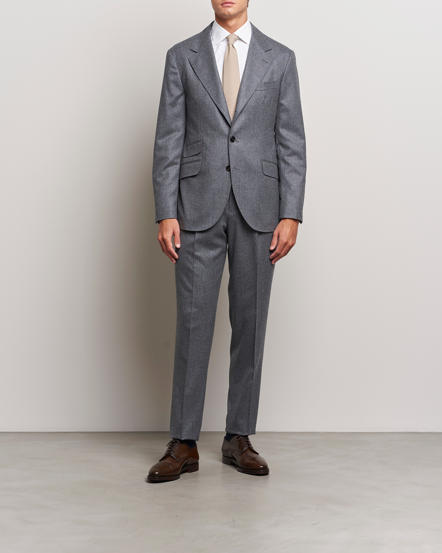 Herr |  | Brunello Cucinelli | Single Breasted Flannel Suit Grey Melange