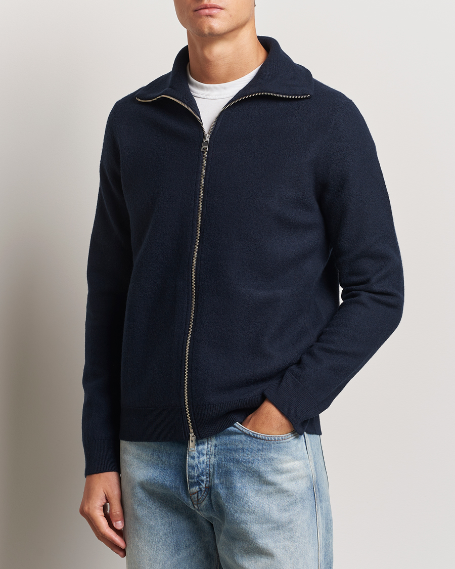 Herr |  | Morris | York Knitted Zip Jacket Navy