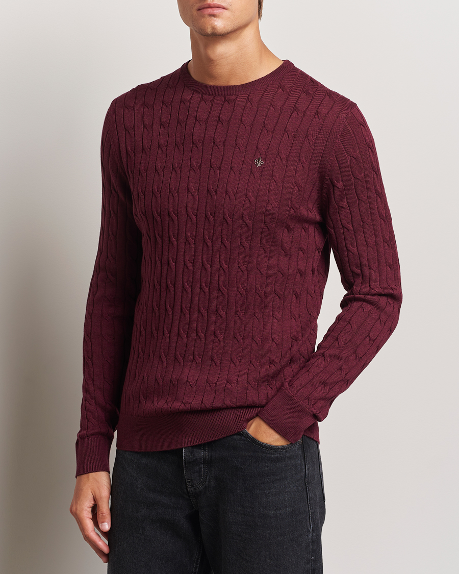 Herr |  | Morris | Merino Cable O-Neck Wine Red