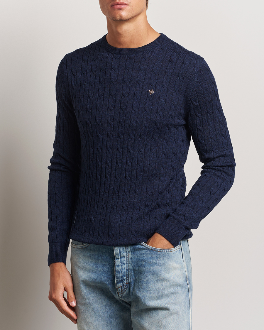 Herr |  | Morris | Merino Cable O-Neck Blue