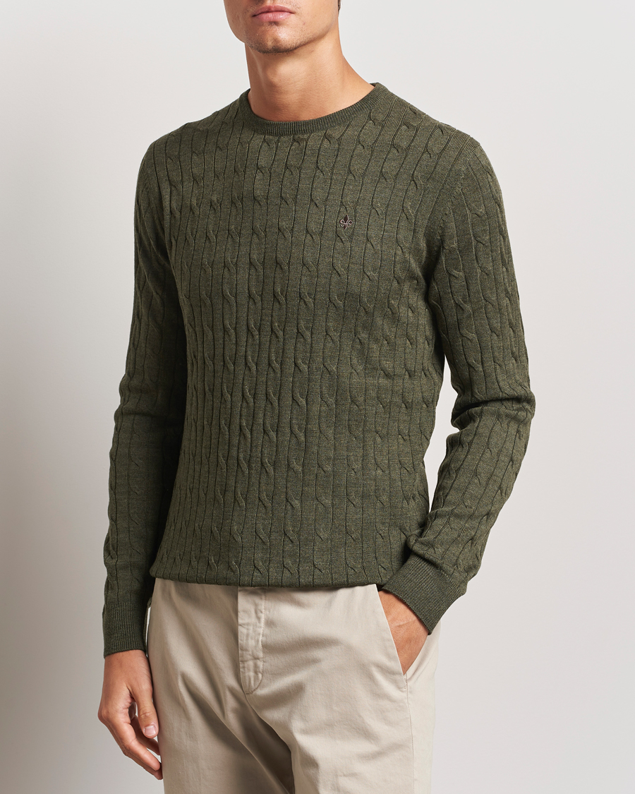 Herr |  | Morris | Merino Cable O-Neck Olive