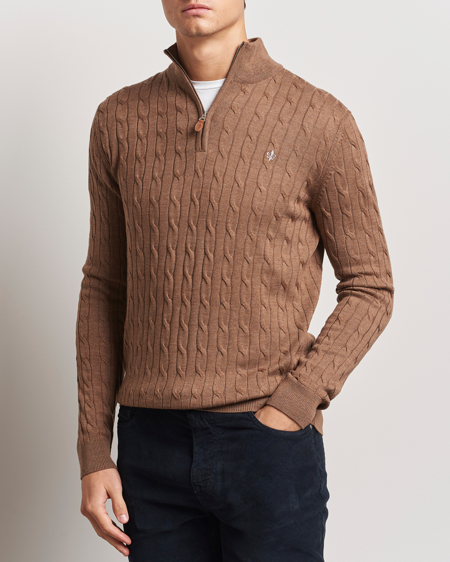 Herr |  | Morris | Merino Cable Half Zip Camel