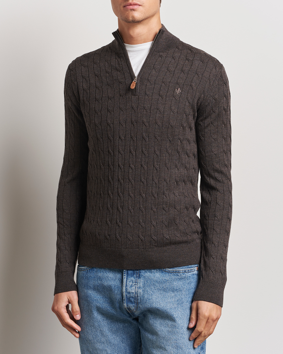 Herr |  | Morris | Merino Cable Half Zip Brown