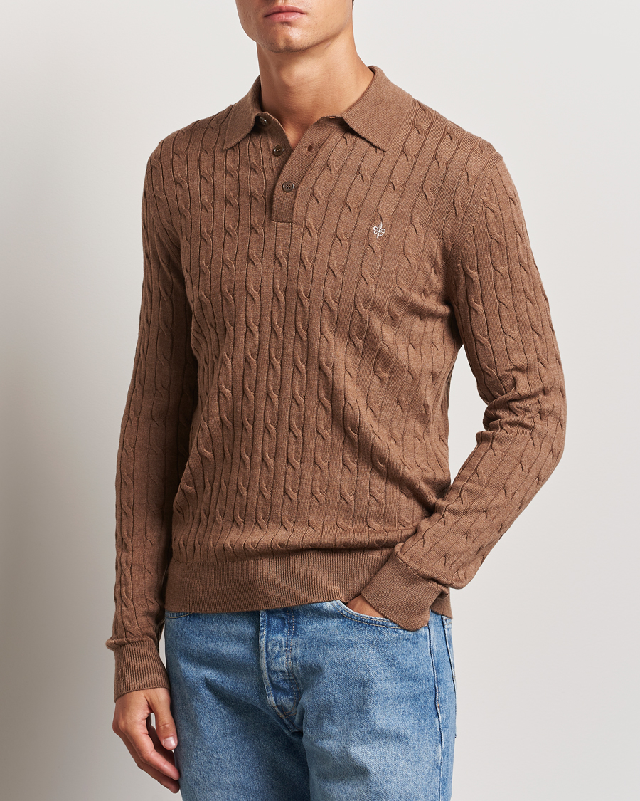 Herr |  | Morris | Merino Cable Polo Knit Camel